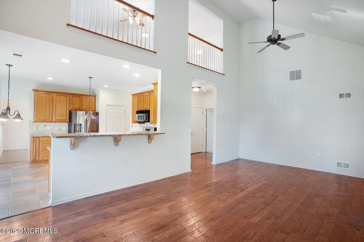 Interior, Kitchen, Pendant Lights, Recessed Lighting, Wood Texture Flooring