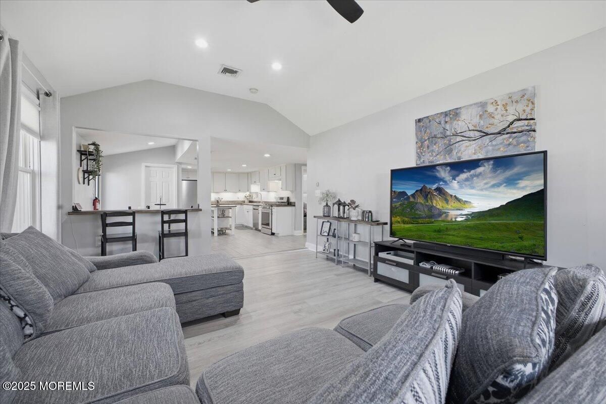 Interior, Kitchen, Living room, Recessed Lighting, Wood Texture Flooring