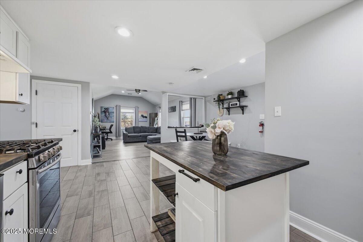 Dining room, Interior, Kitchen, Recessed Lighting, Wood Texture Flooring