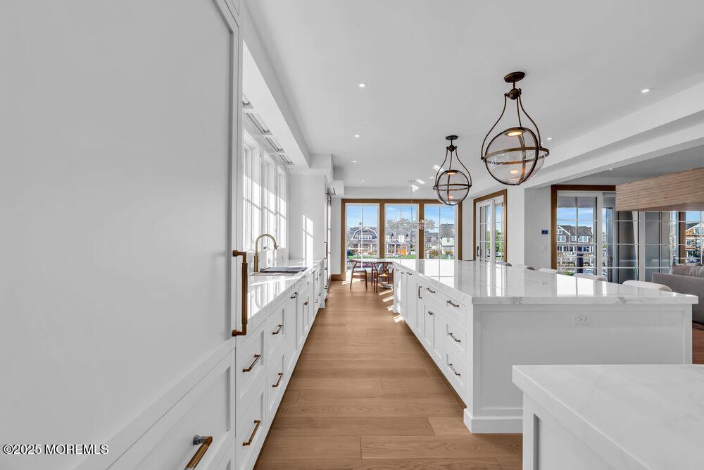 Chandelier, Interior, Kitchen, Pendant Lights, Recessed Lighting, Wood Texture Flooring