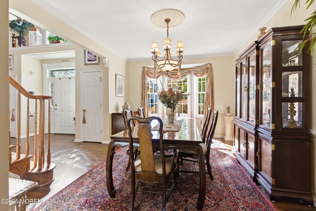 Chandelier, Dining room, Interior, Wood Texture Flooring