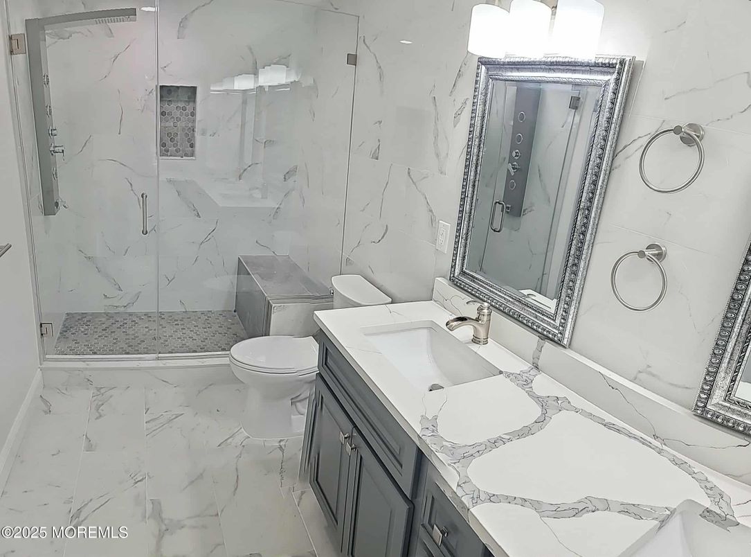 Bathroom, Glass Shower, Interior, Marble, Marble Walls