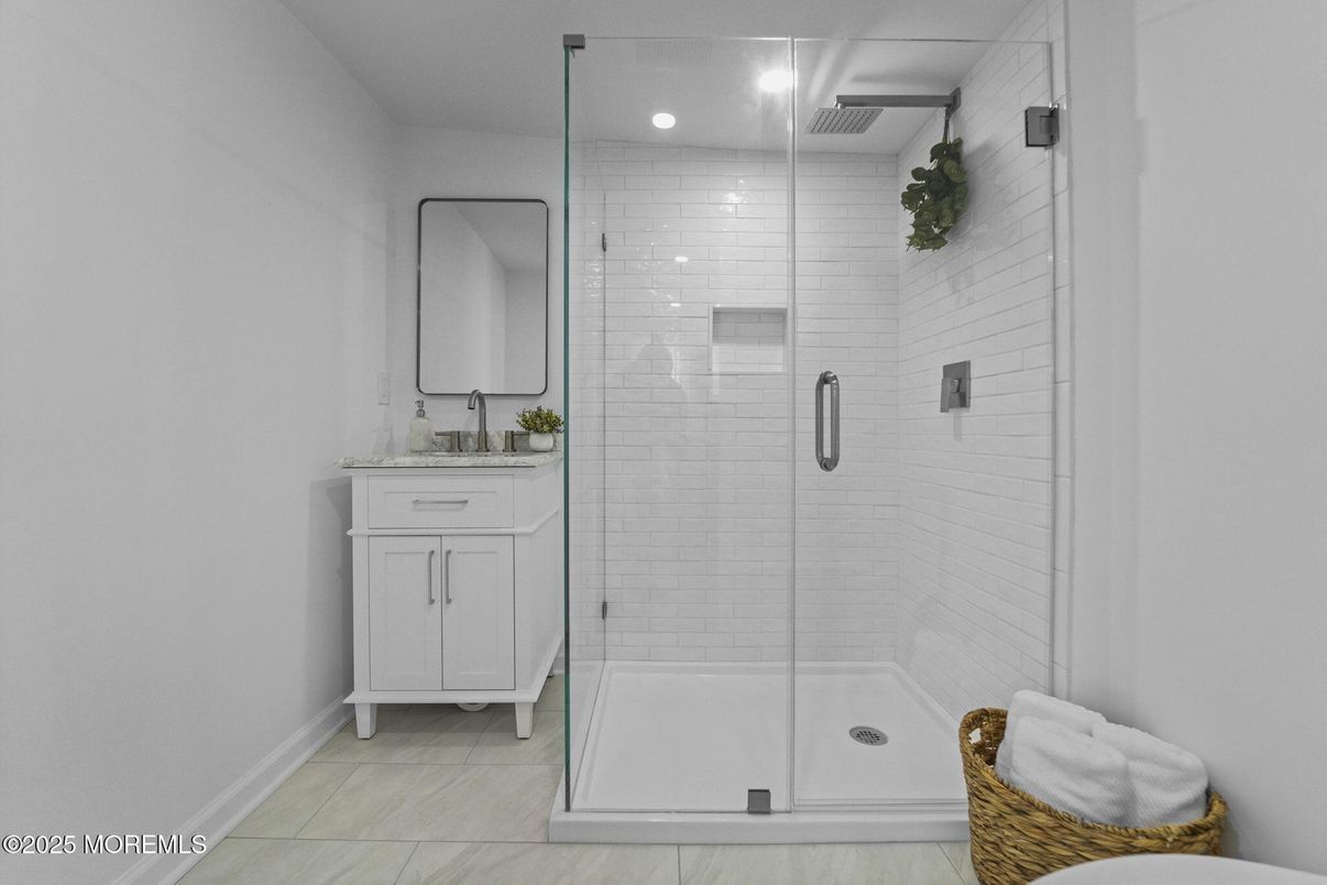 Bathroom, Glass Shower, Interior, Recessed Lighting