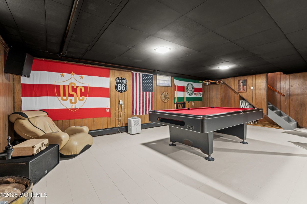 Billiard Table, Game Room, Interior, Recessed Lighting, Wooden Walls