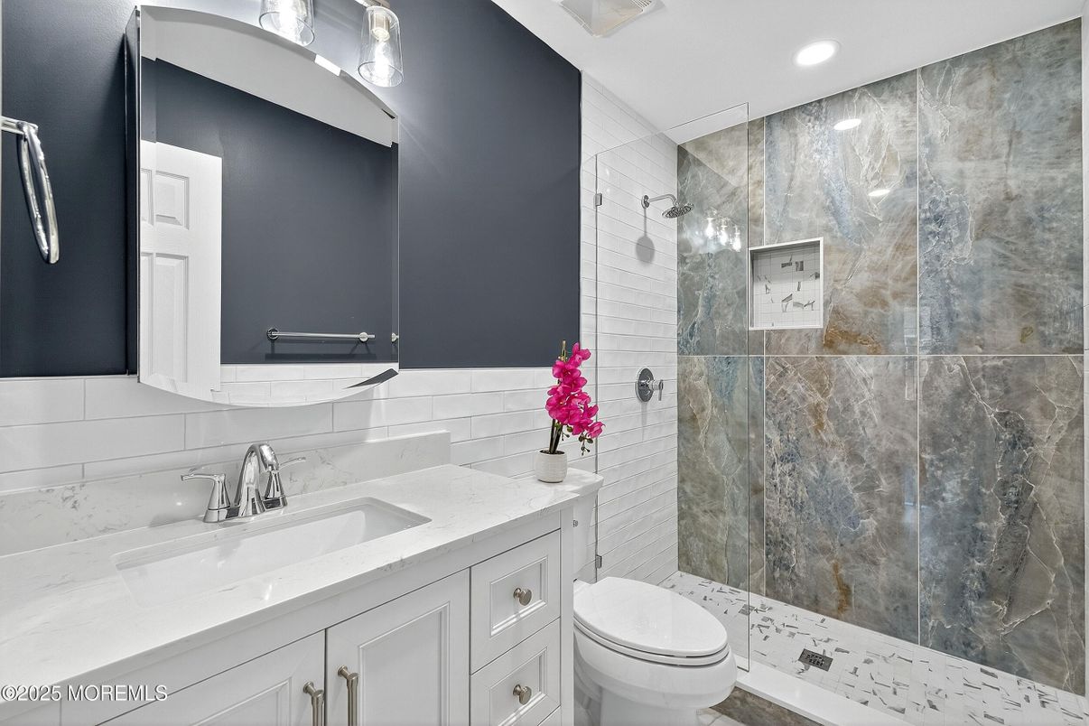 Bathroom, Glass Shower, Interior, Recessed Lighting