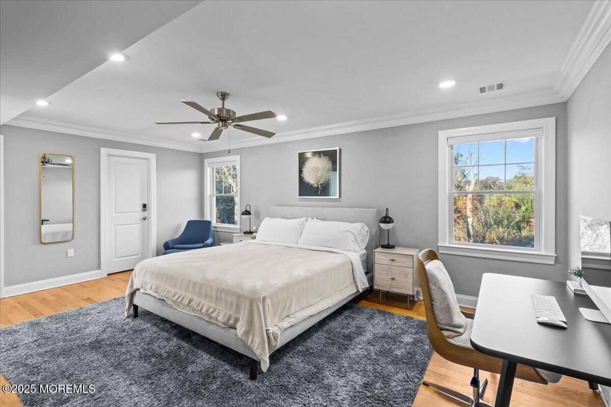 Bedroom, Home Office, Interior, Recessed Lighting, Wood Texture Flooring