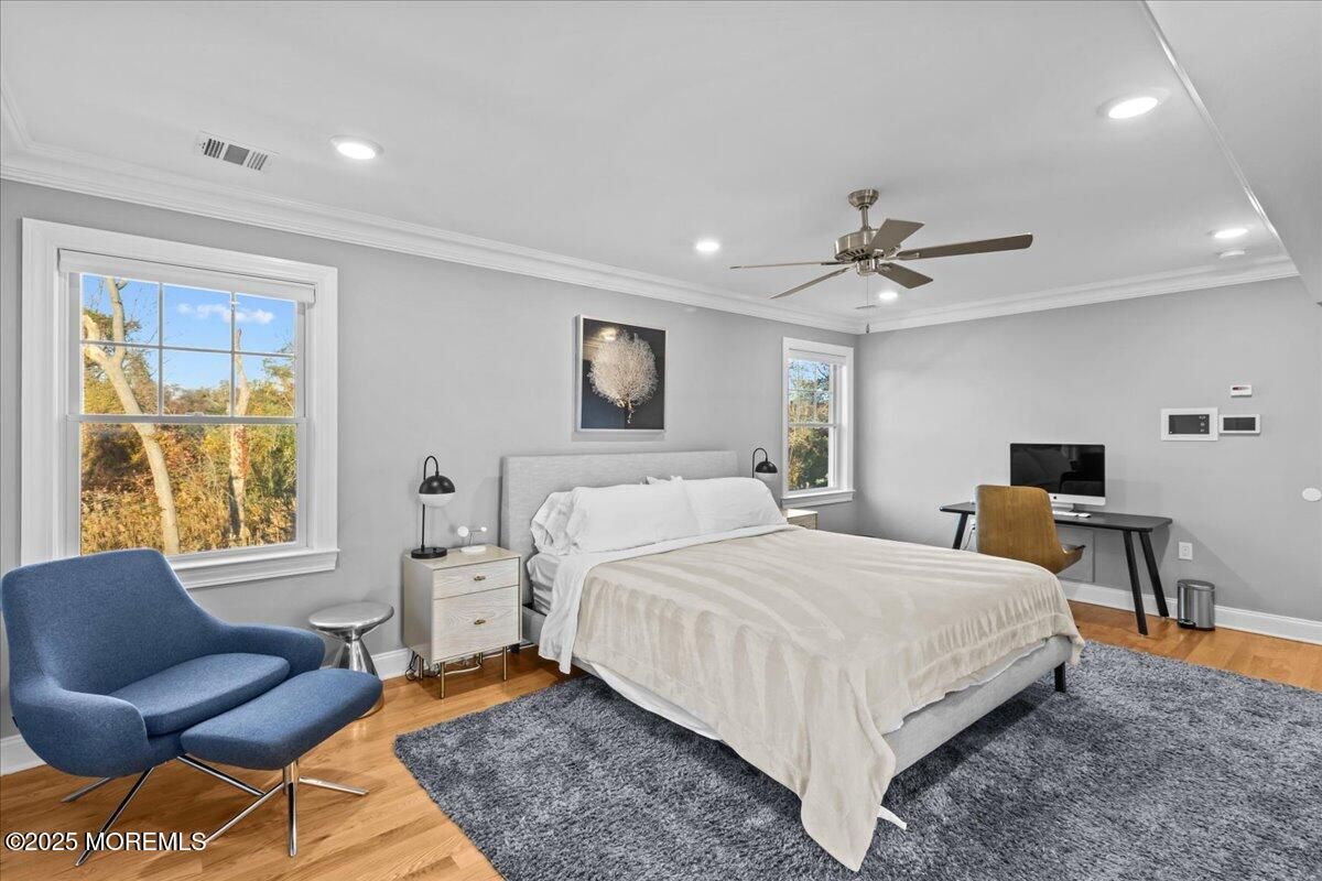 Bedroom, Home Office, Interior, Recessed Lighting, Wood Texture Flooring