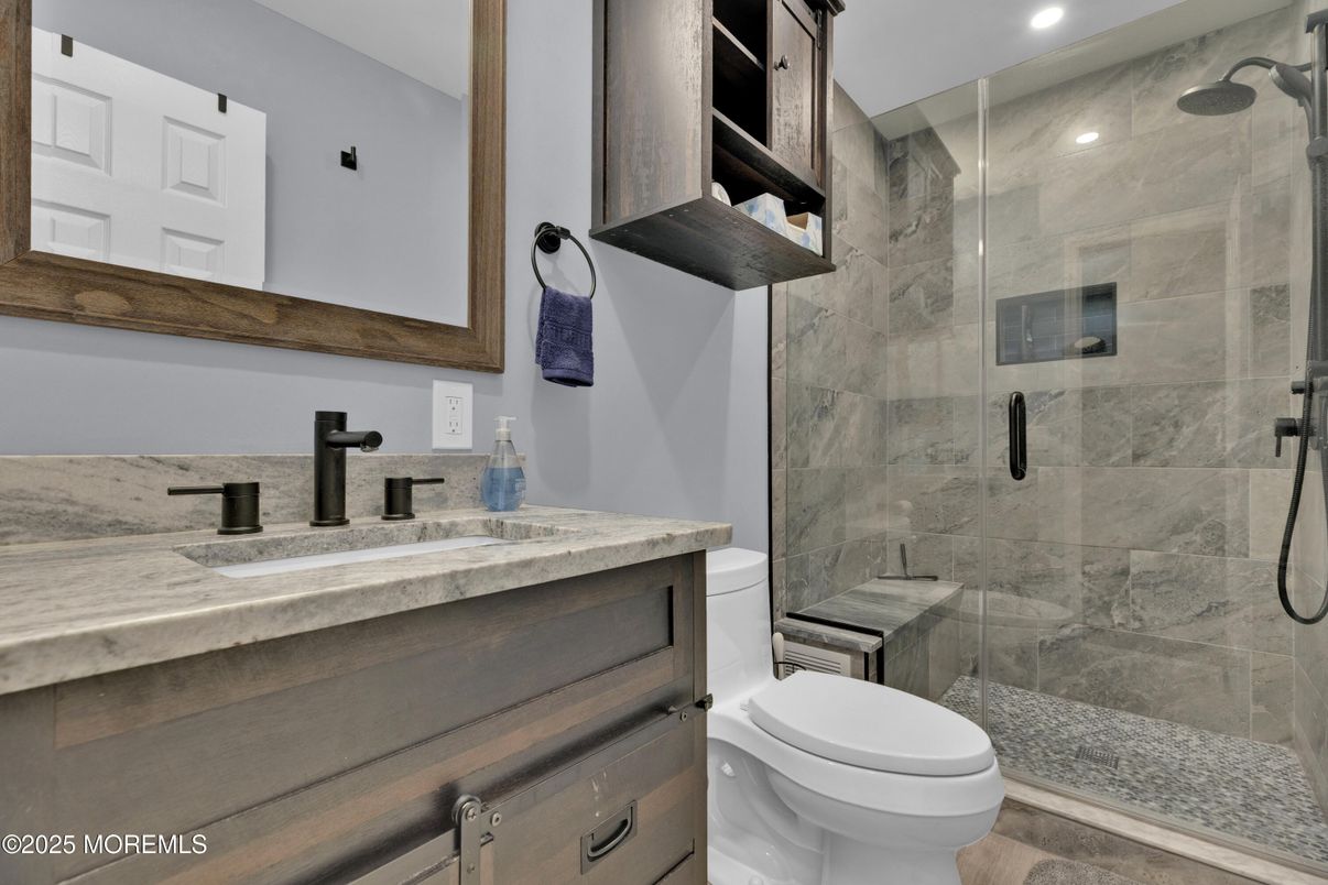 Bathroom, Glass Shower, Interior, Recessed Lighting