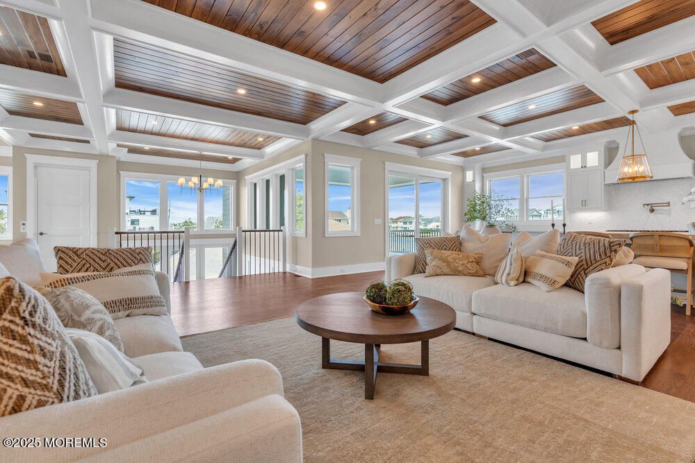 Chandelier, Interior, Living room, Pendant Lights, Recessed Lighting, Wooden Ceilings, Wood Texture Flooring