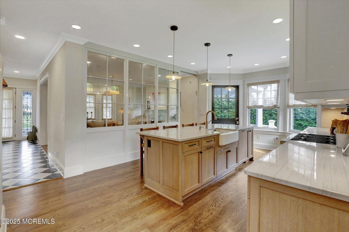Interior, Kitchen, Pendant Lights, Recessed Lighting, Wood Texture Flooring