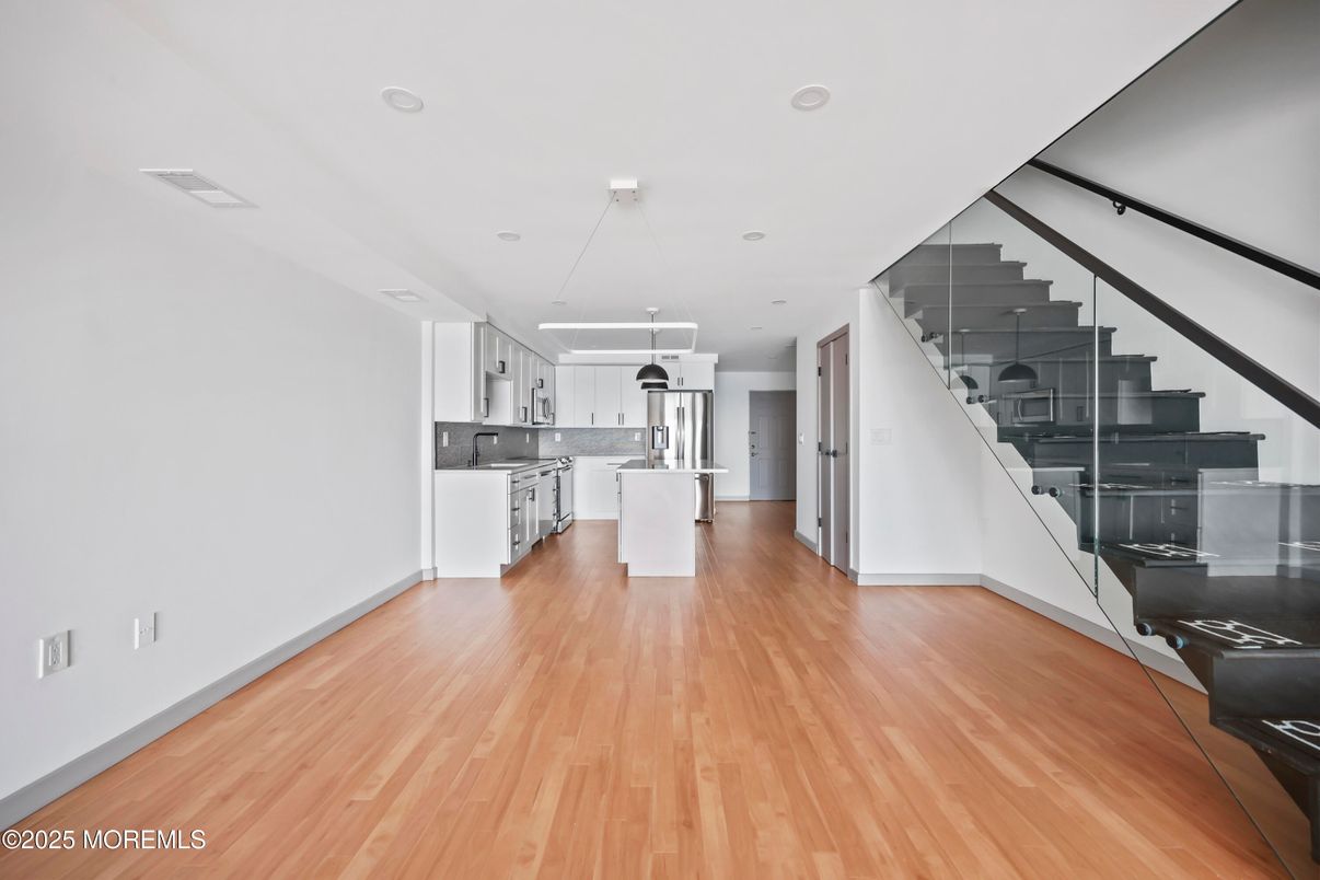 Interior, Kitchen, Pendant Lights, Recessed Lighting, Wood Texture Flooring
