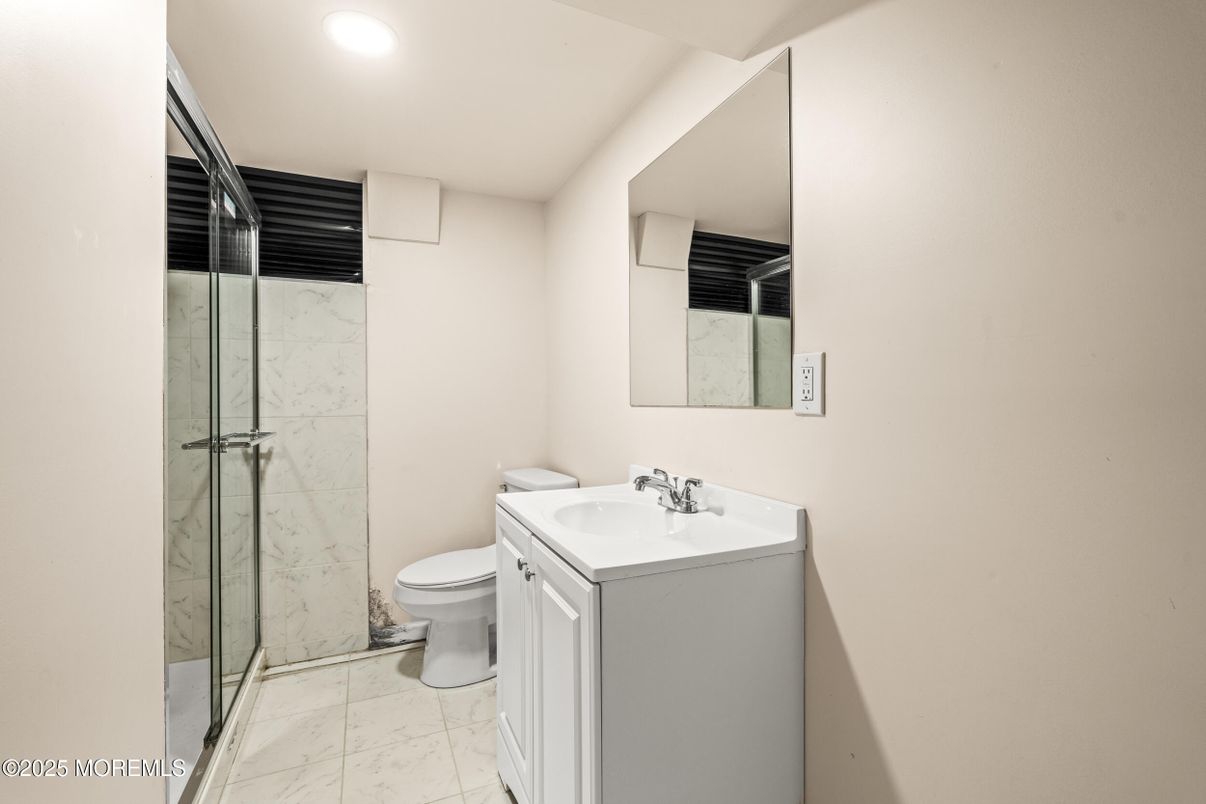 Bathroom, Glass Shower, Interior, Marble, Marble Walls, Recessed Lighting