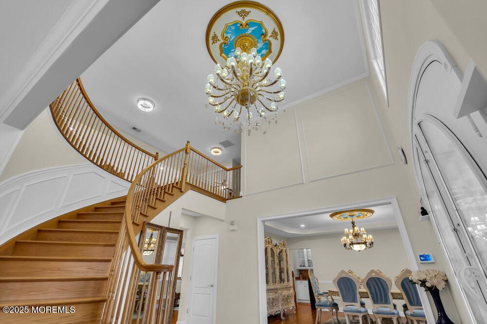 Chandelier, Interior, Recessed Lighting, Wood Texture Flooring
