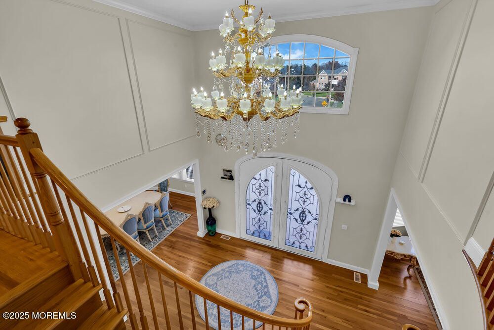 Chandelier, Interior, Wood Texture Flooring