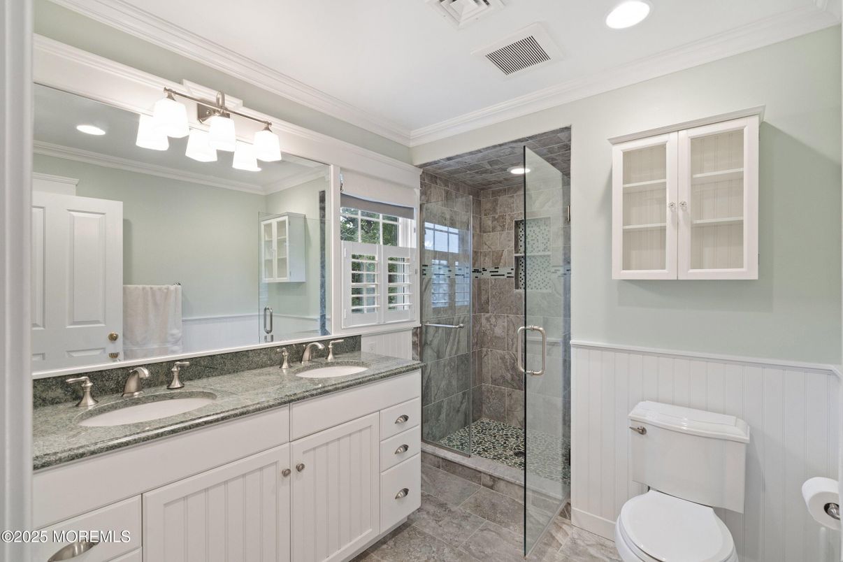 Bathroom, Dual Sink Vanities, Glass Shower, Interior, Recessed Lighting