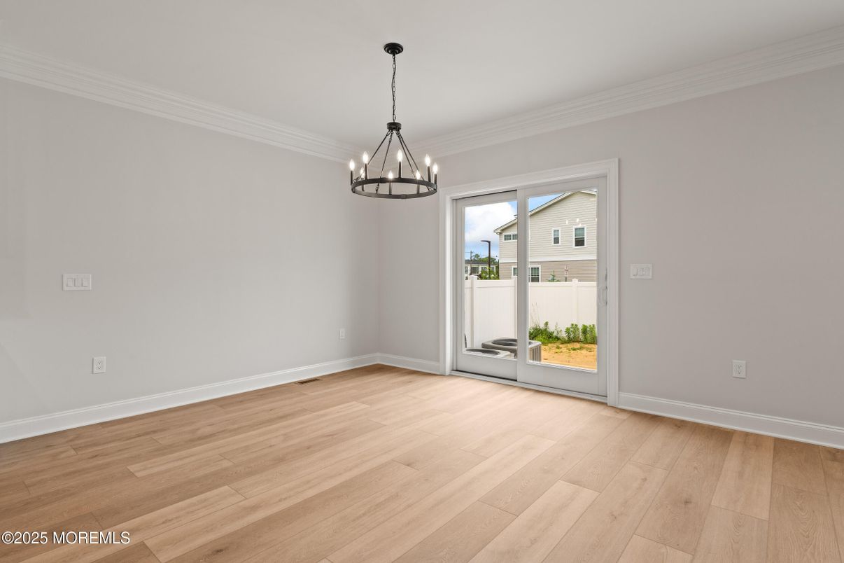 Empty room, Interior, Pendant Lights, Wood Texture Flooring