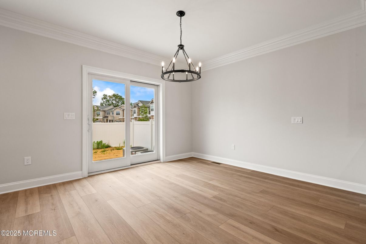 Empty room, Interior, Pendant Lights, Wood Texture Flooring