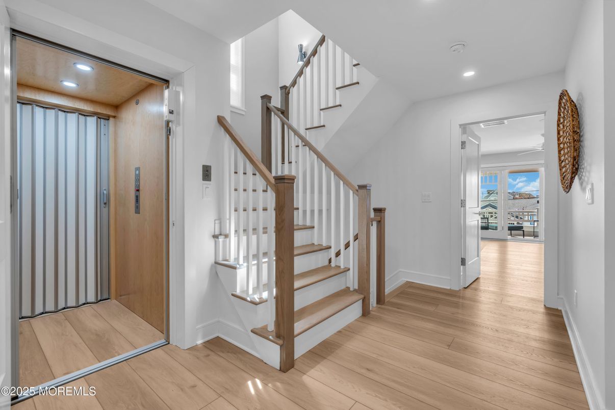 Elevator, Interior, Recessed Lighting, Wood Texture Flooring, Wooden Walls