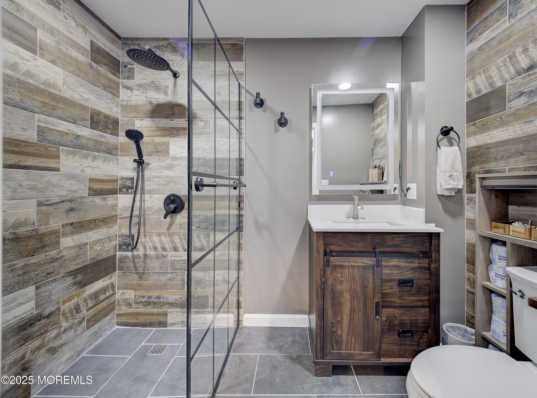 Bathroom, Glass Shower, Interior, Recessed Lighting