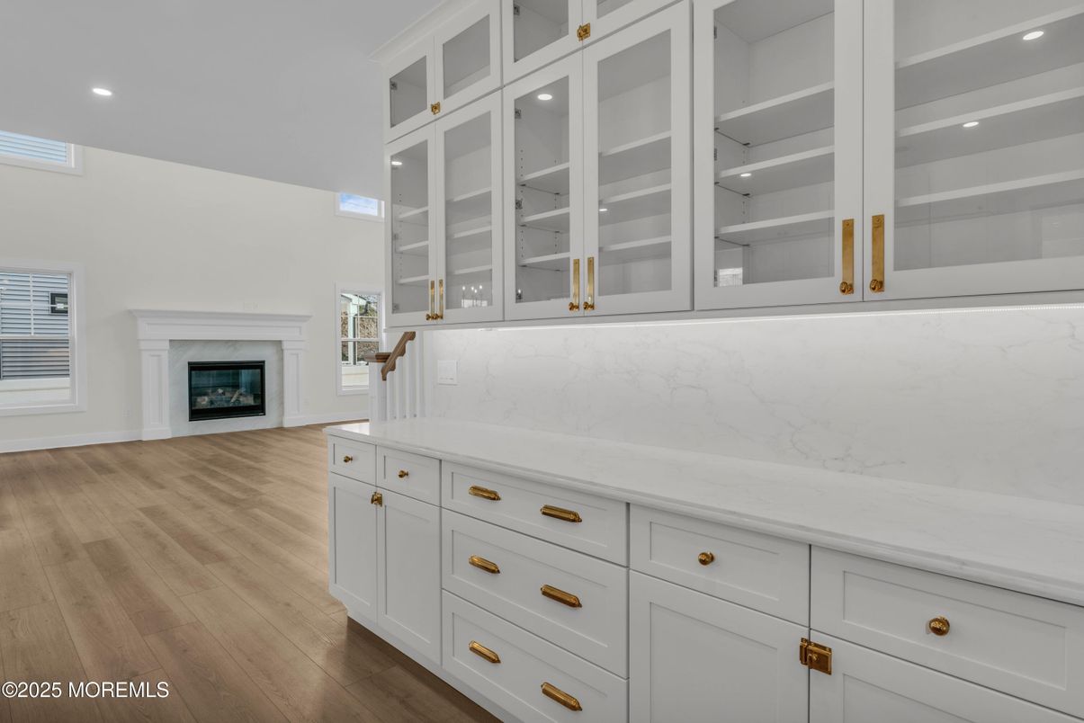 Fireplace, Interior, Recessed Lighting, Wood Texture Flooring