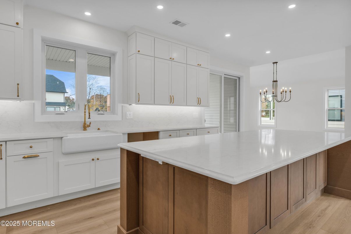 Interior, Kitchen, Pendant Lights, Recessed Lighting, Wood Texture Flooring