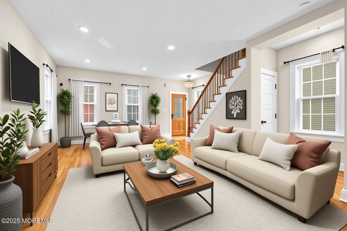 Interior, Living room, Recessed Lighting, Wood Texture Flooring