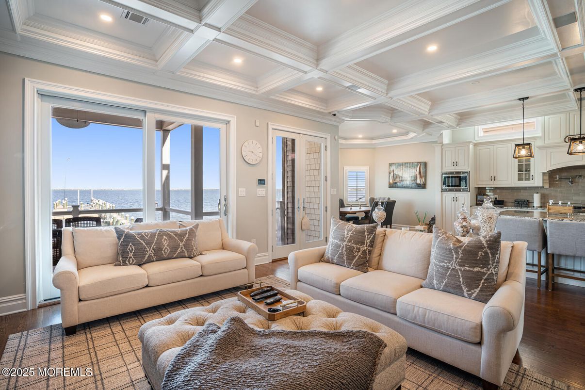 Dining room, Interior, Kitchen, Living room, Pendant Lights, Recessed Lighting, Water, Wood Texture Flooring
