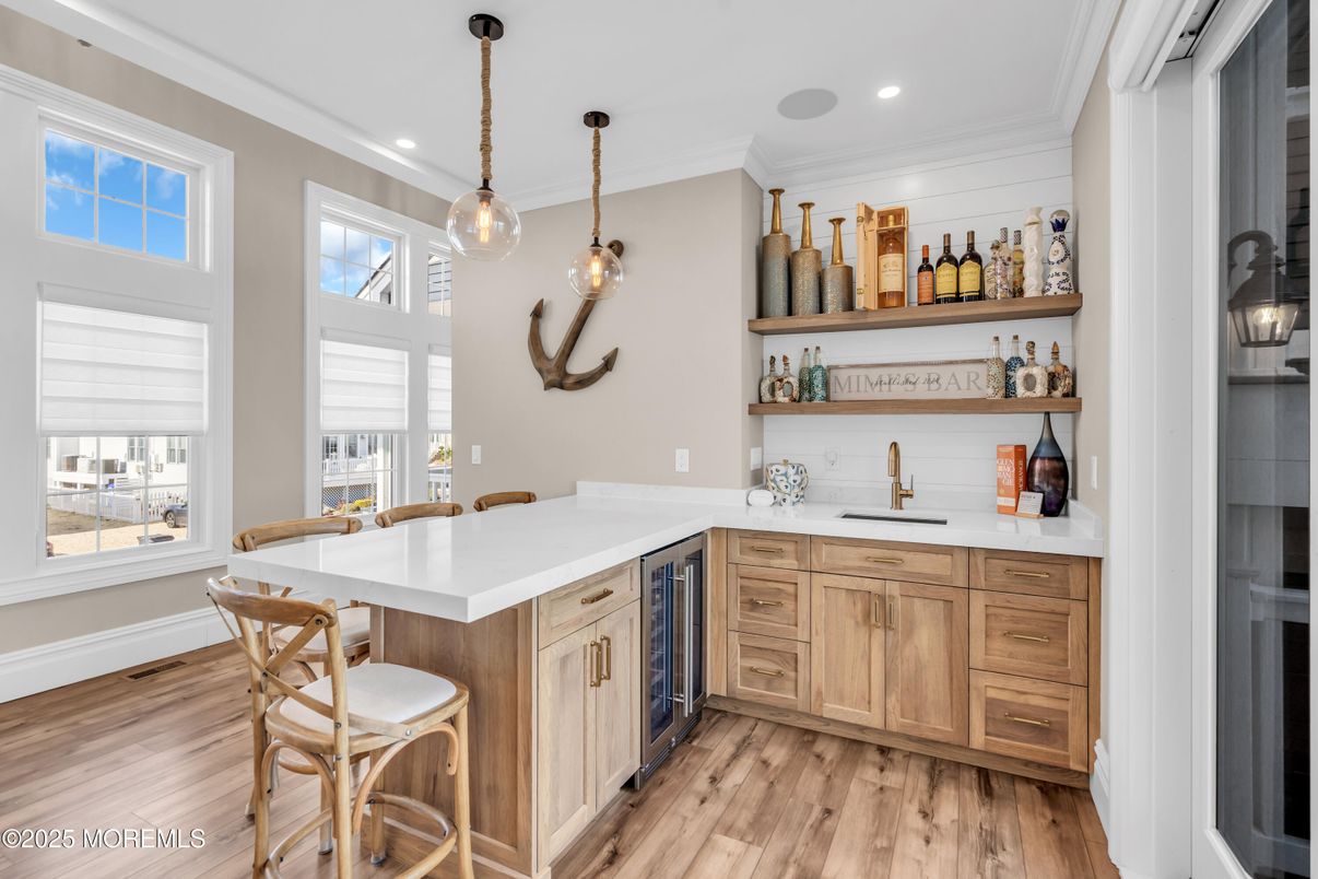 Interior, Kitchen, Pendant Lights, Recessed Lighting, Wood Texture Flooring