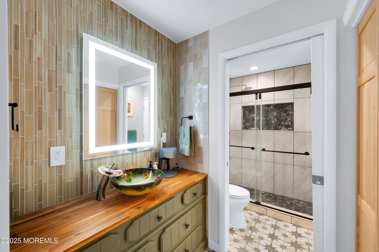 Bathroom, Glass Shower, Interior, Recessed Lighting