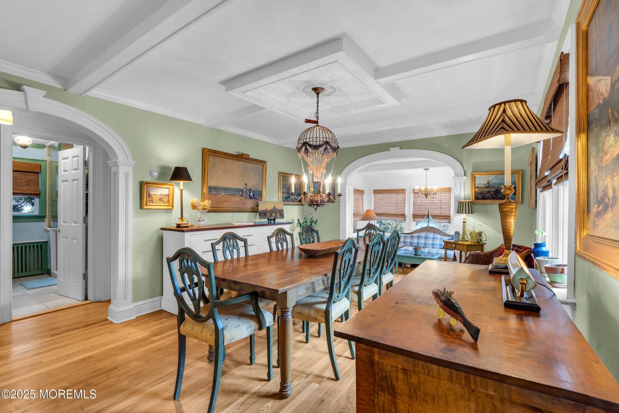 Chandelier, Dining room, Interior, Wood Texture Flooring