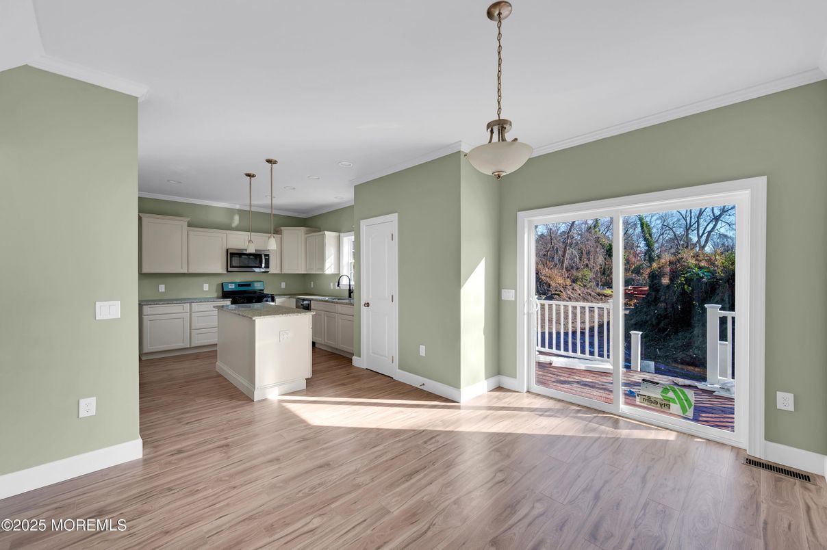 Interior, Kitchen, Pendant Lights, Recessed Lighting, Wood Texture Flooring