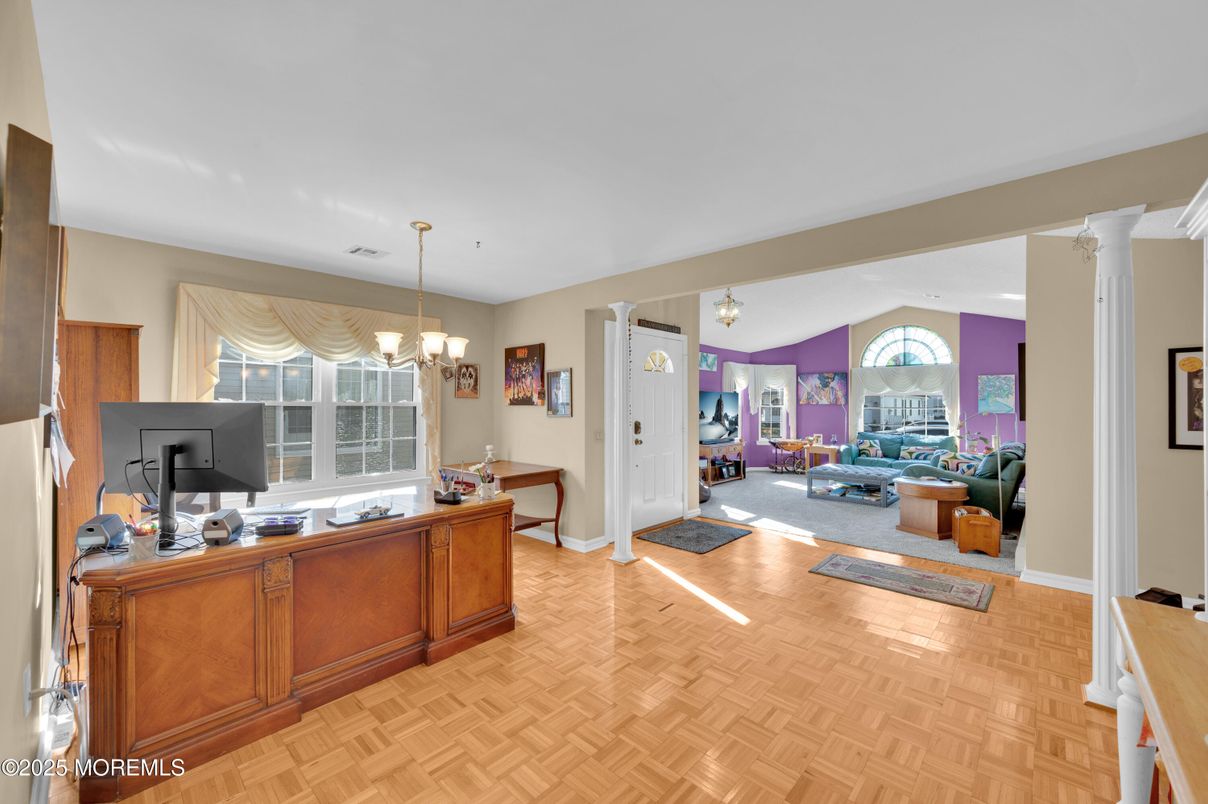 Chandelier, Interior, Living room, Wood Texture Flooring