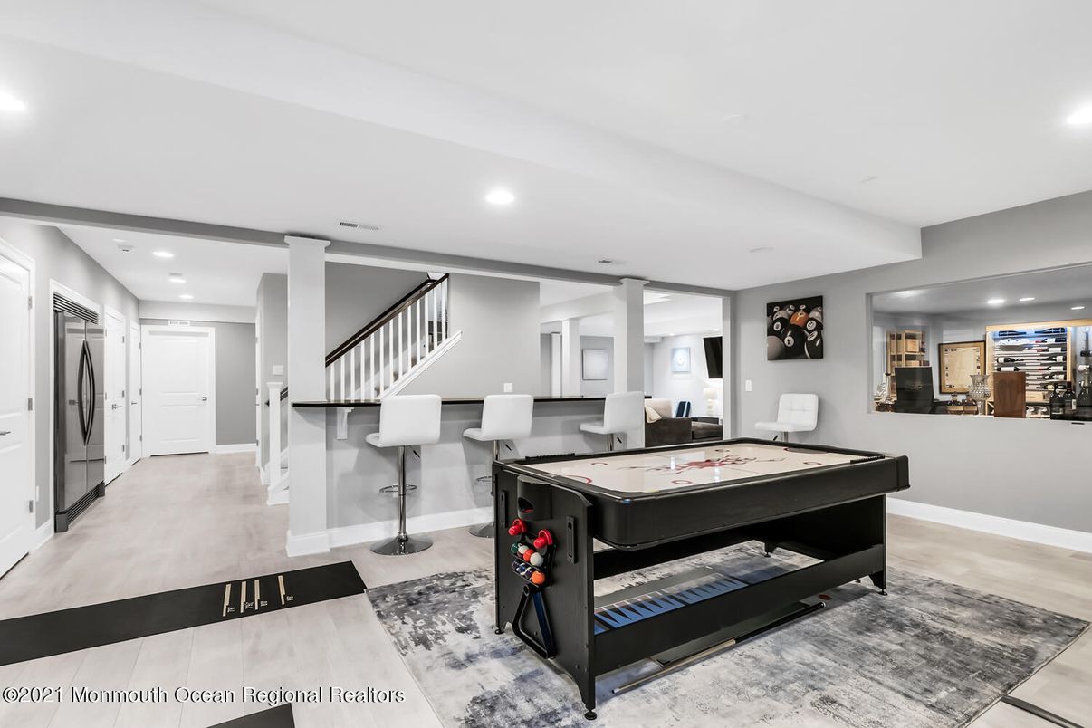 Game Room, Interior, Recessed Lighting, Wood Texture Flooring