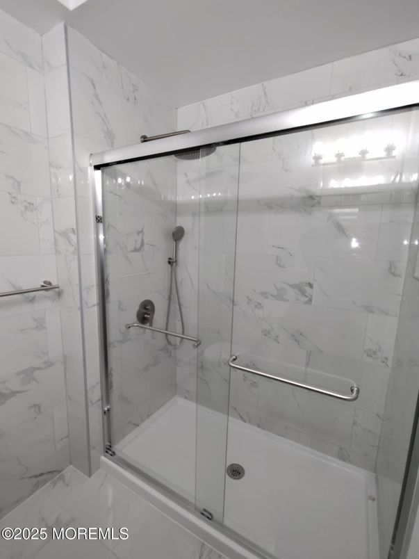 Bathroom, Glass Shower, Interior, Marble Walls