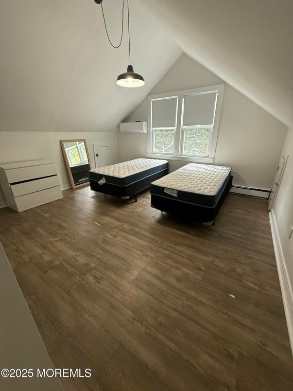 Bedroom, Interior, Pendant Lights, Wood Texture Flooring