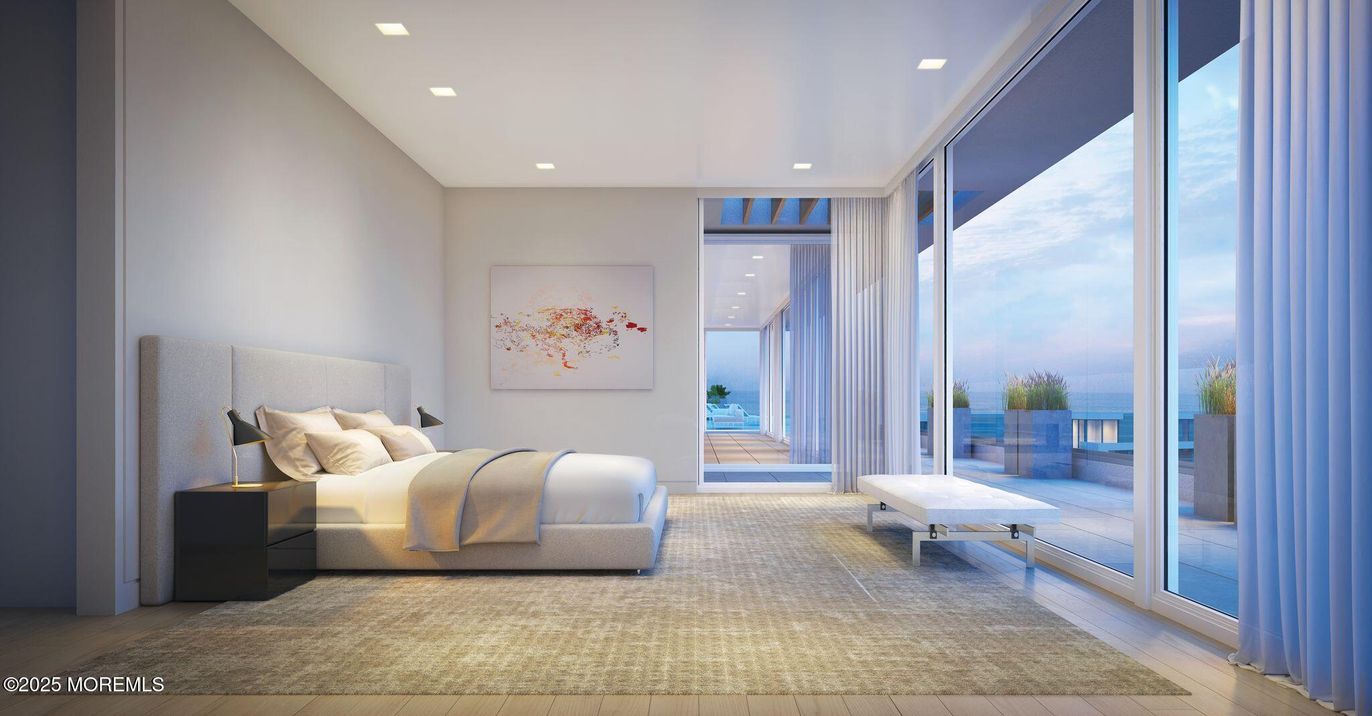 Bedroom, Interior, Recessed Lighting, Water, Wood Texture Flooring