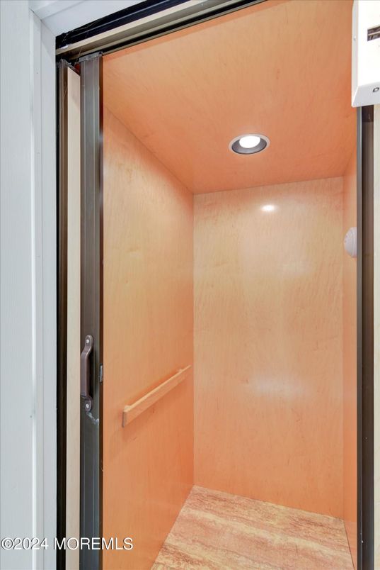 Elevator, Interior, Recessed Lighting, Wooden Ceilings, Wood Texture Flooring, Wooden Walls