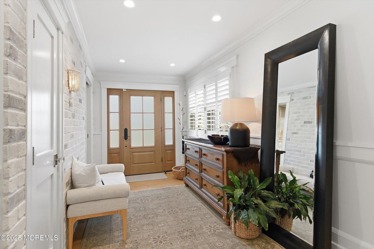 Interior, Recessed Lighting, Stone Walls, Wood Texture Flooring