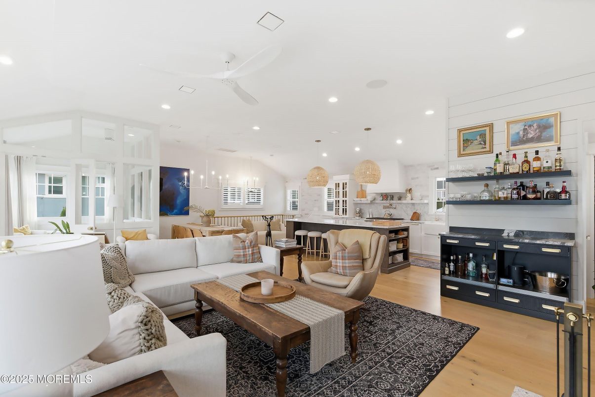 Dining room, Interior, Kitchen, Living room, Pendant Lights, Recessed Lighting, Wood Texture Flooring