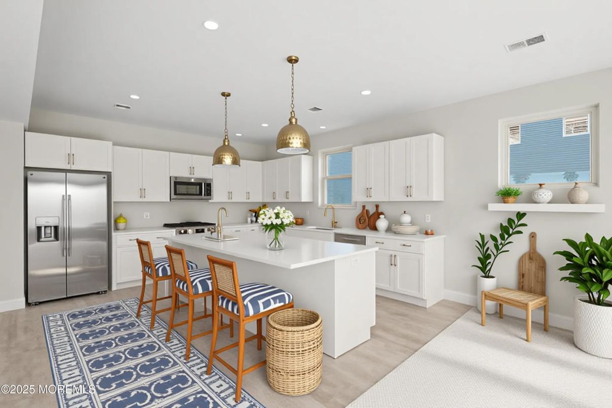 Interior, Kitchen, Pendant Lights, Recessed Lighting, Stainless Steel Appliances