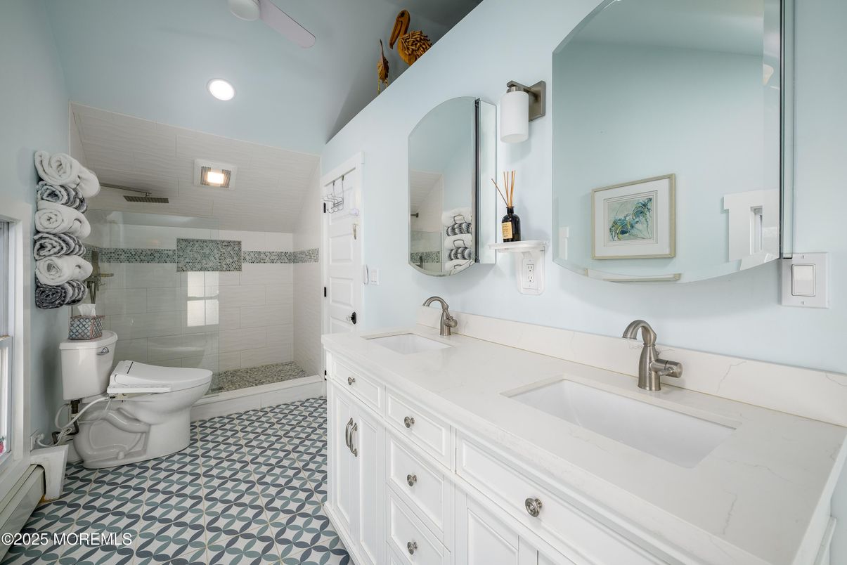 Bathroom, Dual Sink Vanities, Glass Shower, Interior, Recessed Lighting
