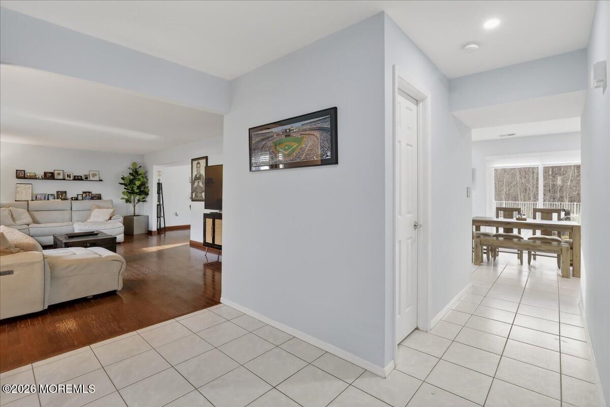 Dining room, Interior, Living room, Recessed Lighting, Wood Texture Flooring