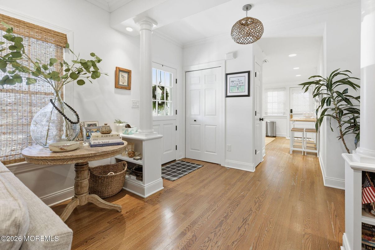Dining room, Interior, Pendant Lights, Recessed Lighting, Wood Texture Flooring
