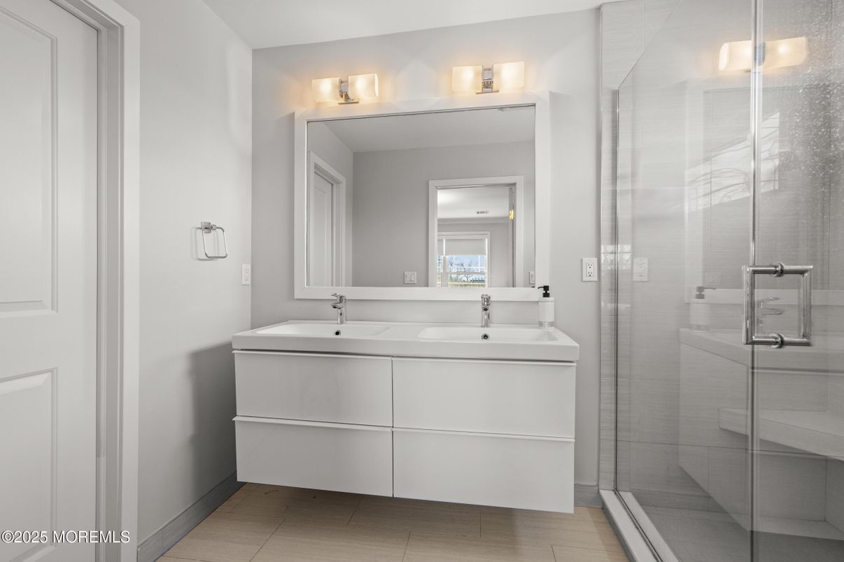 Bathroom, Dual Sink Vanities, Glass Shower, Interior