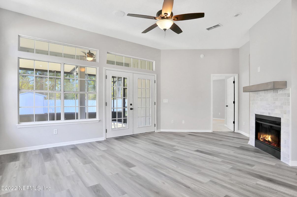 Empty room, Fireplace, Interior, Wood Texture Flooring