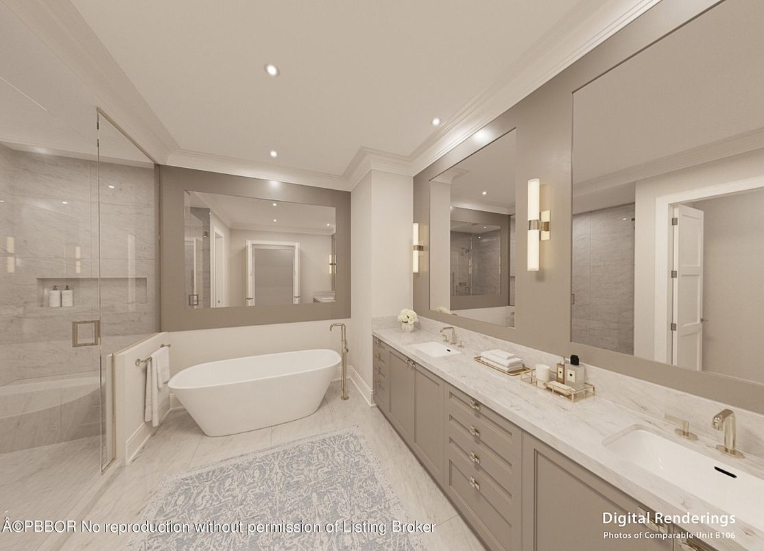 Bathroom, Dual Sink Vanities, Free Standing Baths, Glass Shower, Interior, Marble, Recessed Lighting