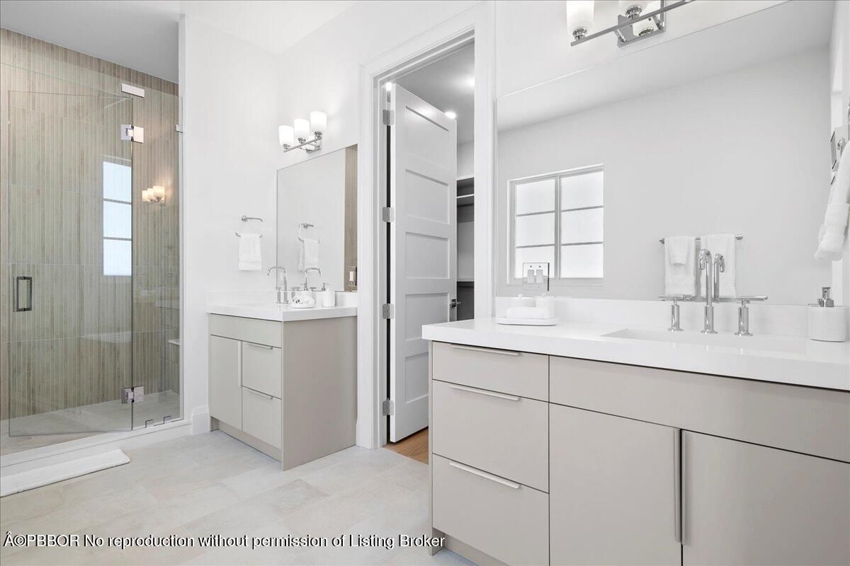 Bathroom, Dual Sink Vanities, Glass Shower, Interior