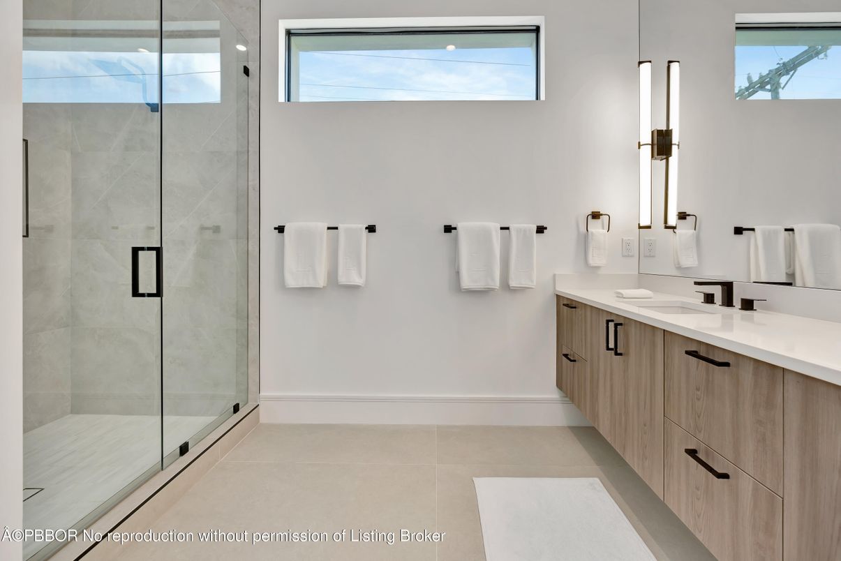 Bathroom, Dual Sink Vanities, Glass Shower, Interior