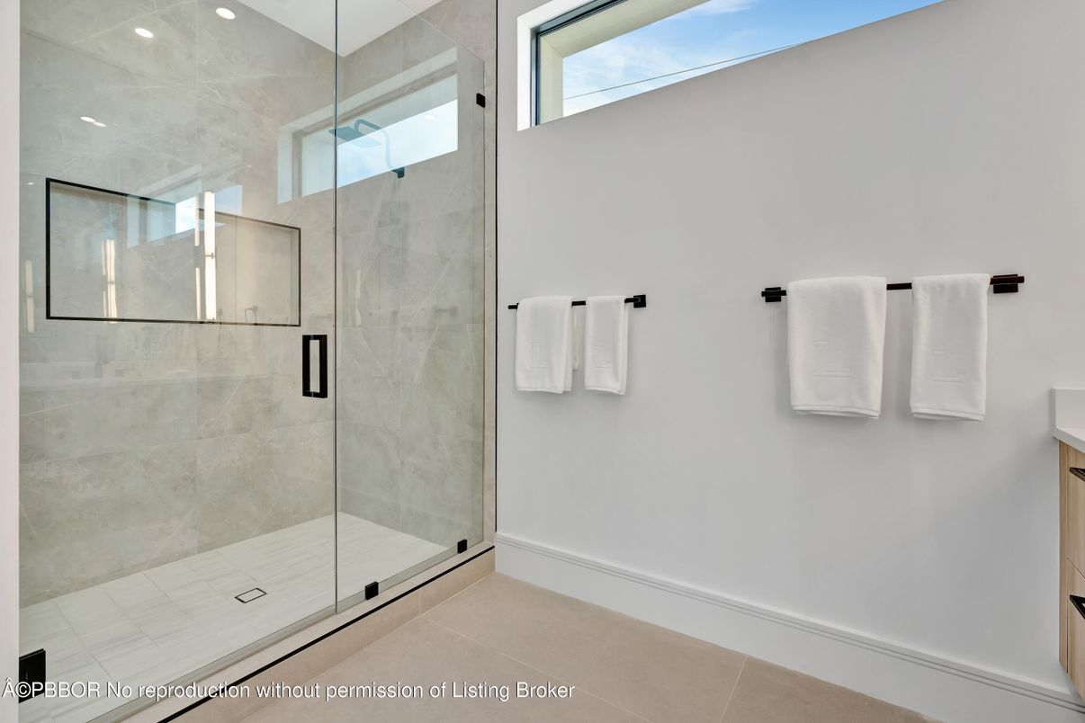 Bathroom, Glass Shower, Interior, Recessed Lighting