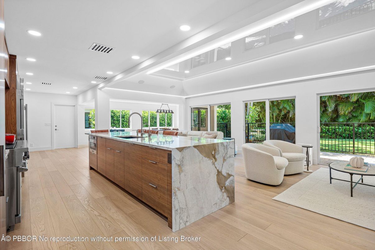 Interior, Kitchen, Recessed Lighting, Wood Texture Flooring